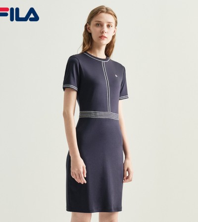 Online Exclusive Embroidery F-box Logo Back Slit Cotton Dress